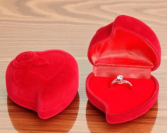 Heart-shaped Velvet Jewelry Box, Ring Box, Wedding Gift, Engagement Present, Bride and Groom