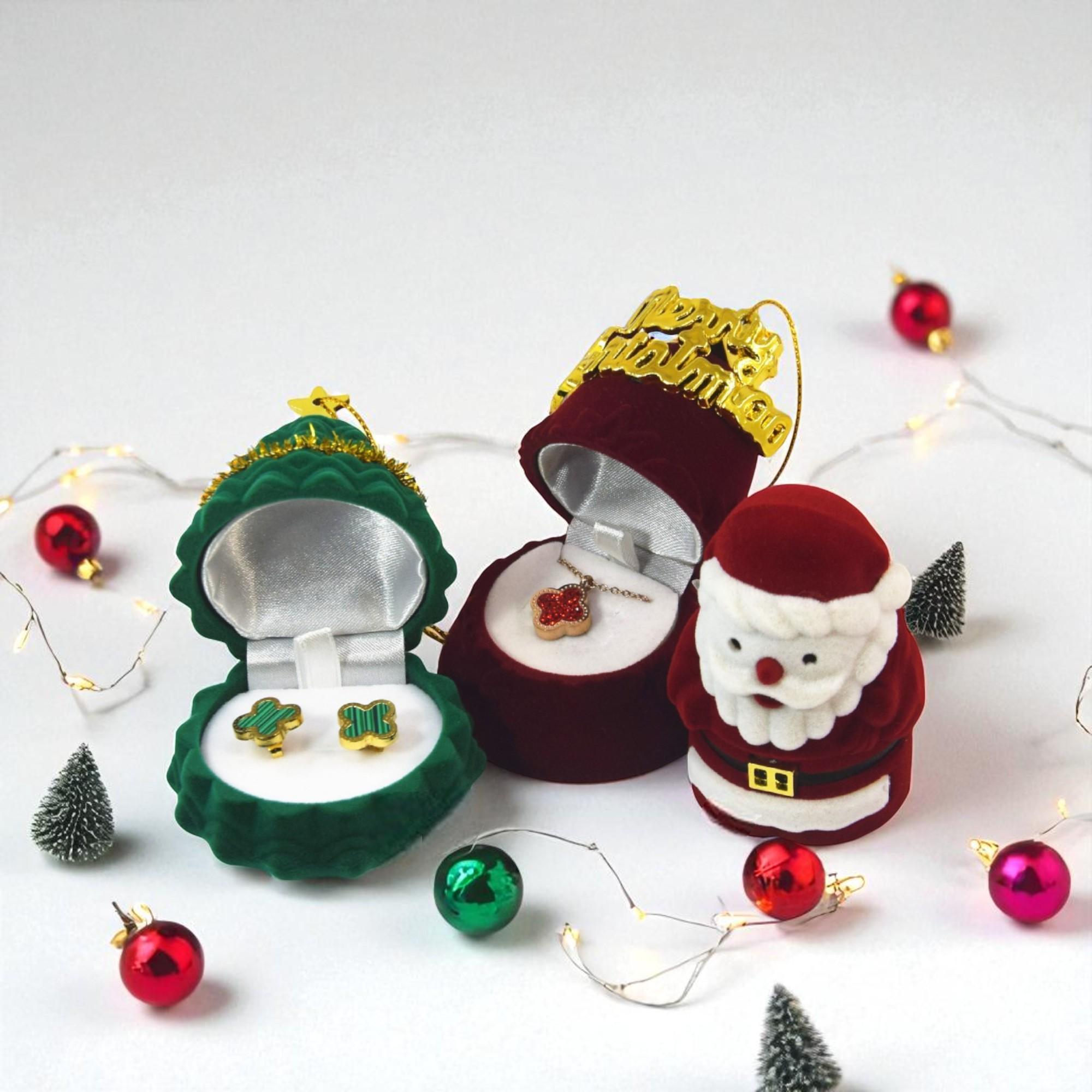 Christmas Bell Ring Box - Cute Red Velvet Jewelry Case For Engagement Proposal