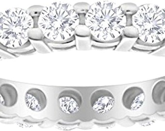 5 Ct 14K White Gold Lab-Grown Diamond Eternity Band for Women, Round Cut, E-F Color, VS2-SI1 Clarity, Ultra Premium Stackable Ring.
