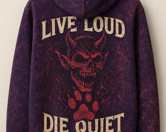 Gothic Devil Skull Hoodie – LIVE LOUD DIE QUIETGraphicStreetwearSweatshirt