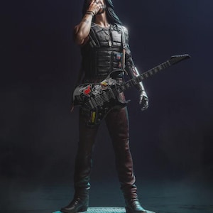 Johnny Silverhand - Statuetta/Figura da 25 cm, dipinta, realizzata a mano, kit modello in resina stampato in 3D
