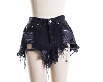 All SIZES Black Totally Trashed Shorts