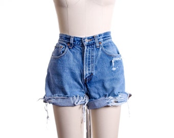 NEW Style All Sizes Distress  Cuffed Grunge High Waist Shorts