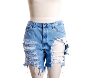 All Sizes Trashed Midi Length Boyfriend Shorts