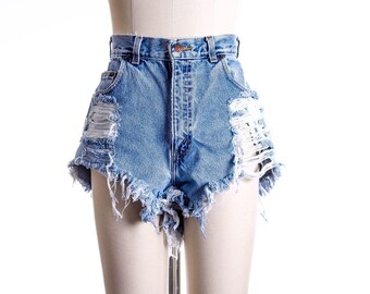 All Sizes Distress Grunge High Waist Shorts