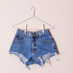 ALL SIZES Dark Wash Cut Off Plain Frayed Vintage High Waisted Shorts Plus sizes image 1