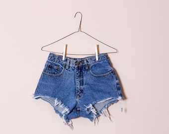 ALL SIZES Dark Wash Cut Off Plain Frayed Vintage  High Waisted Shorts Plus sizes