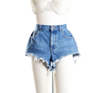 ALL SIZES Dark Wash Cut Off Plain Frayed Vintage High Waisted Shorts Plus sizes image 3