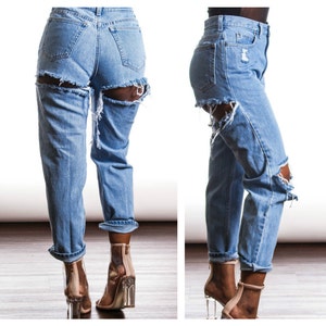 NEW STYLE  Busted Knee Mom Jeans also in Plus Sizes