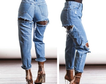 NEW STYLE  Busted Knee Mom Jeans also in Plus Sizes