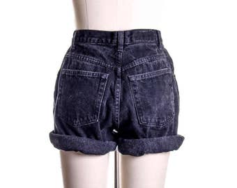 ALL SIZES  Rolled Up  BLACK  Vintage  High Waisted Shorts