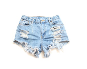 Ripped Jean Shorts Etsy