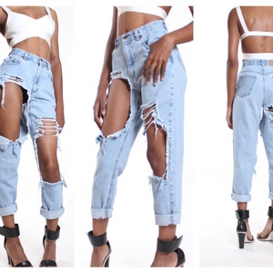 All SIZES Destroyed High Waist Jeans image 2
