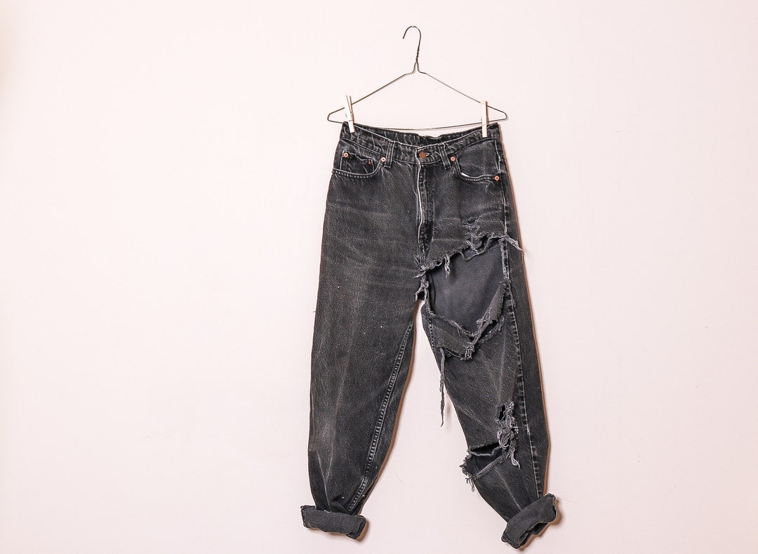 NEW All Sizes Distress BLACK Boyfriend Jeans Also in Plus Sizes - Etsy