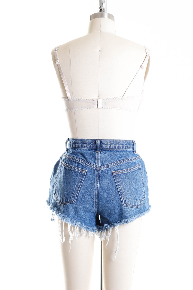 ALL SIZES Dark Wash Cut Off Plain Frayed Vintage High Waisted Shorts Plus sizes image 5