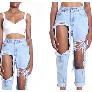 All SIZES Destroyed High Waist Jeans image 1