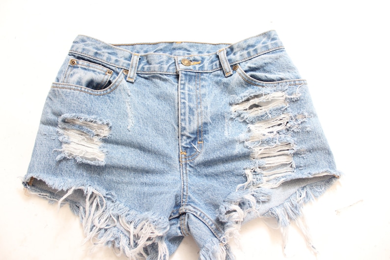 All Sizes Destroyed Ripped Trashy Distress Daisy Dukes Custom Made High Waist Short Plus Sizes image 4