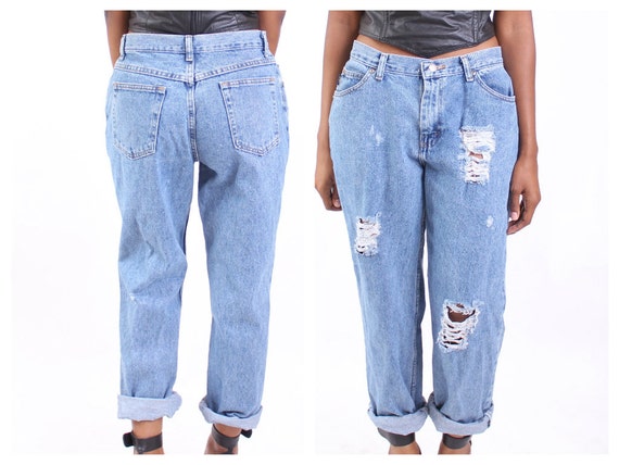 All Sizes High Waist Destroyed Boyfriend Jeans Plus Sizes Etsy