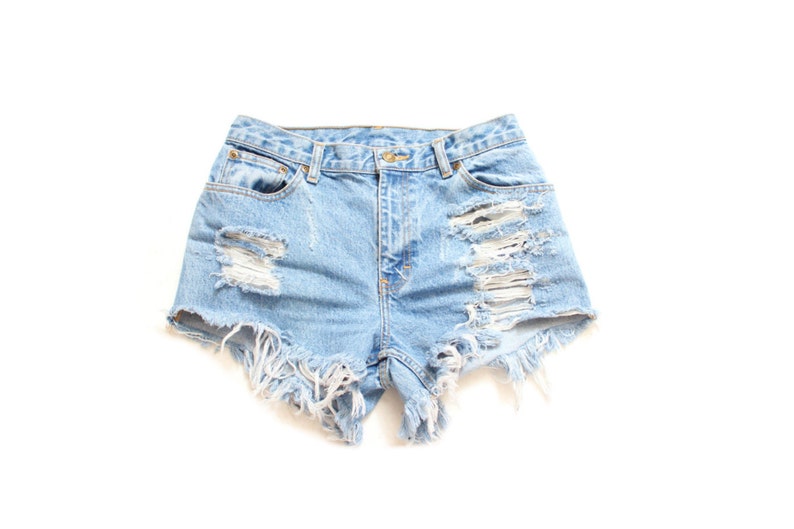 All Sizes Destroyed Ripped Trashy Distress Daisy Dukes Custom Made High Waist Short Plus Sizes image 1
