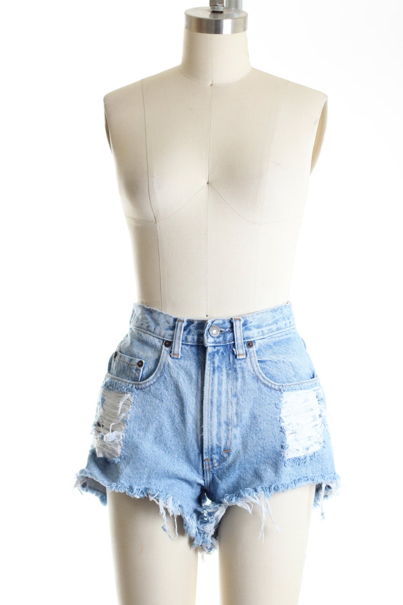 Custom Made Destroyed Dirty Ripped Distress Daisy Dukes High Waist Shorts S M L