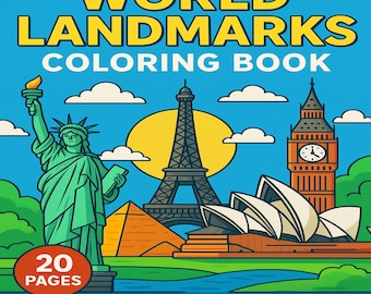 20 World Landmarks Coloring Pages | Printable PDF | Famous Monuments and Buildings for Kids & Adults