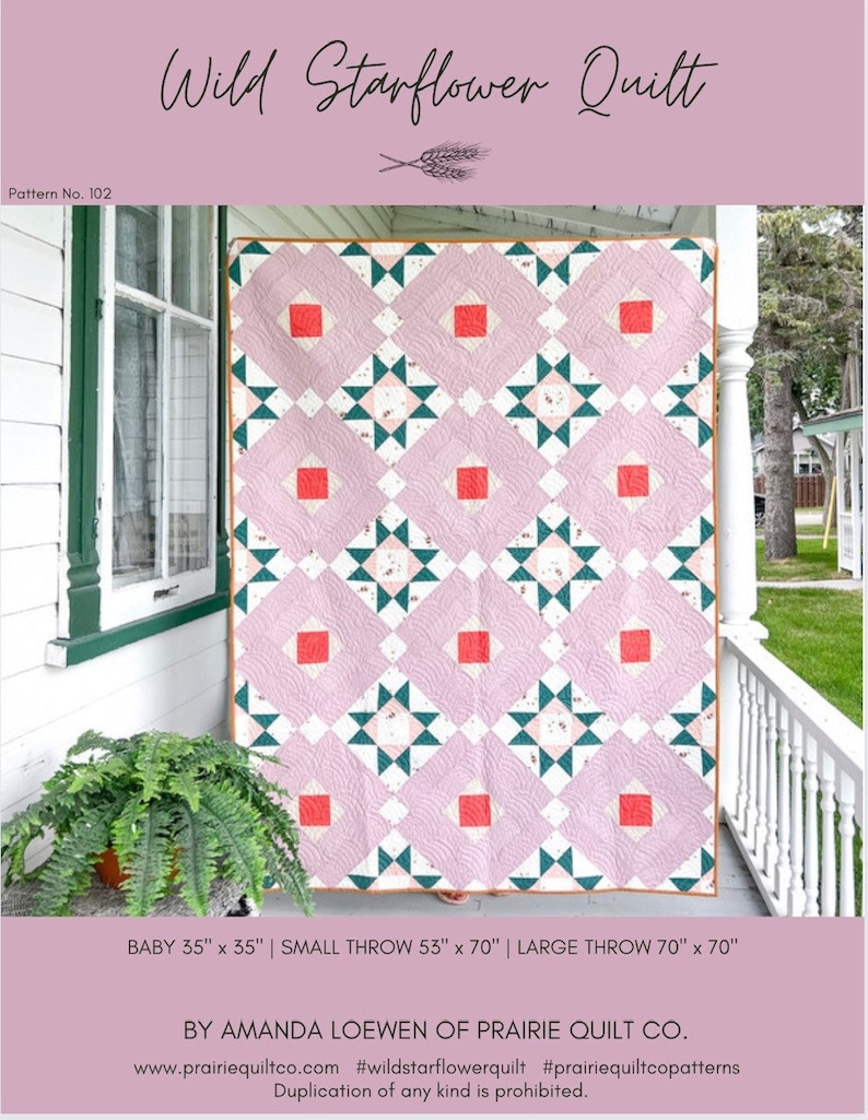 Wild Starflower PDF Quilt Pattern Beginner, Fat Quarter Friendly image 1