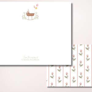 Papelaria personalizada para bebê menina: chá de bebê, personalizado, agradecimento com envelopes
