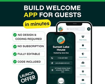 Airbnb Welcome Book Template | Interactive Digital Guest Guide | Editable Airbnb Host Guidebook | VRBO Vacation Rental House Manual