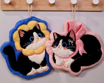 Mild Theory, süße Katzenhandtücher im 2er-Pack, Handtücher für Küche & Bad, super saugfähige Handtücher, Katzenliebhaber, Geschenk für sie