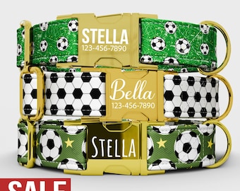 Personalized Soccer Dog Collar with Leash: Handmade Water Repellent Fabric