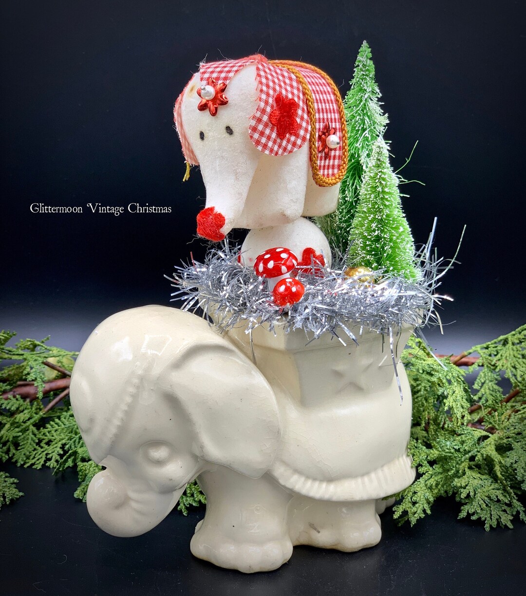 Adorable Vintage Baby Elephant Planter Topped W/vintage Etsy