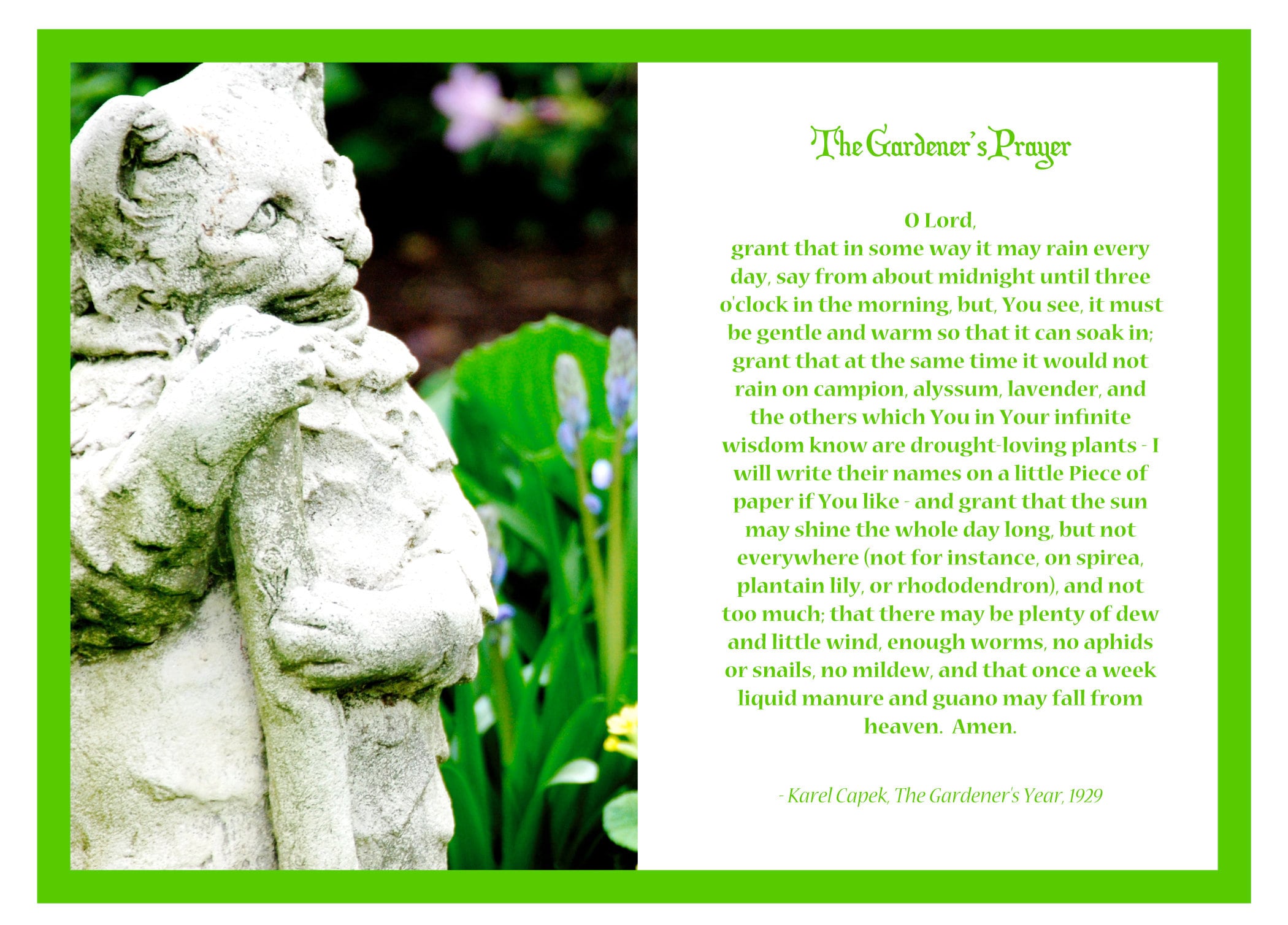 Gardening Card: GARDENER'S PRAYER - Blank Greeting Card - Quote by ...