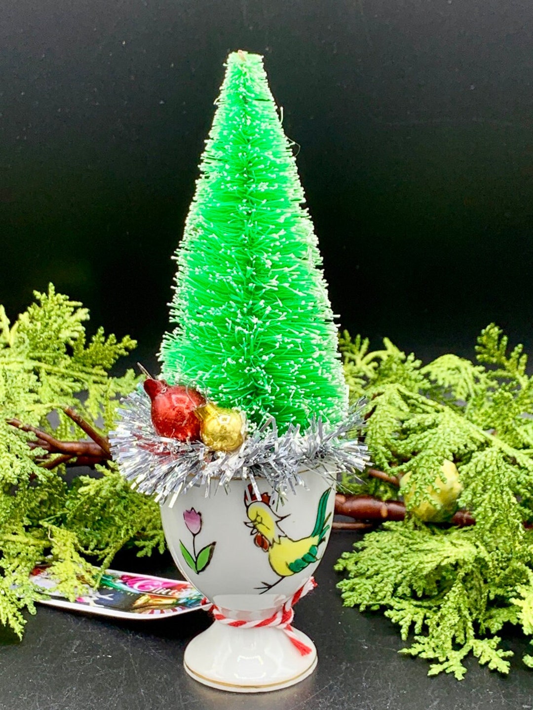 Quirky Vintage Japan Rooster Egg Cup With Bottlebrush Tree One Of A quirky-vintage-japan-rooster-egg-cup-with-bottlebrush-tree-one-of-a