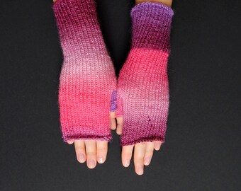 Fingerless Mittens: Hand Knit Fingerless Mitts, Hand Warmers For Her