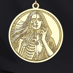Hel Goddess Necklace: 14K Gold & Sterling Silver Norse Mythology Pendant