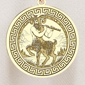 14K Gold Pan Necklace: Sterling Silver Greek God Pendant