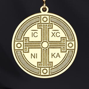 Byzantine IC XC NIKA Cross Necklace: 14K Gold or Sterling Silver Orthodox Pendant