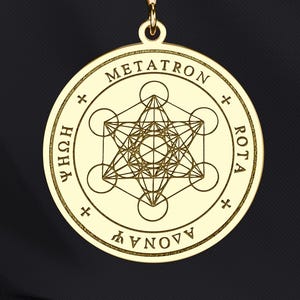 14K Gold Metatron&#39;s Cube Necklace: Sacred Geometry Pendant