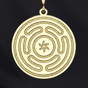 14K Gold Hecate’s Wheel Necklace – 925K Silver Hecate’s Wheel Pendant – Pagan Goddess, Wicca Talisman, Triple Moon Amulet
