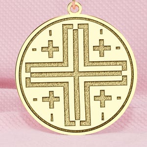 14K Gold Templar Knight Halskette - 925K Silber Jerusalem Kreuz Anhänger - Christliches Pilgersymbol, religiöses Geschenk, Schmuck des Heiligen Landes