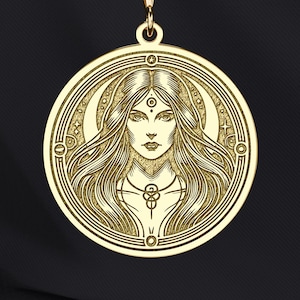 14K Gold Lilith Necklace: Sterling Silver Dark Goddess Pendant