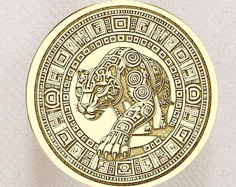 14K Gold Aztec Jaguar Necklace: Sterling Silver Warrior Pendant