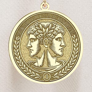 Two-Faced Janus Necklace: 14K Gold or Sterling Silver Roman God Pendant