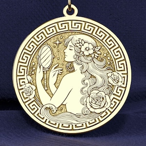 14K Gold Aphrodite Necklace – 925K Silver Greek Goddess of Love Pendant – Feminine Beauty Jewelry – Floral Divine Charm Talisman