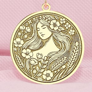 14K Gold Persephone Necklace – 925K Silver Spring Goddess Pendant – Greek Mythology Floral Jewelry – Renewal & Rebirth Symbol