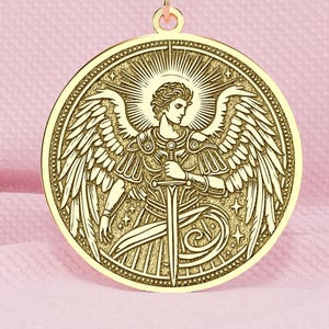 Collar de Arcángel Miguel en oro de 14 quilates – Colgante de San Miguel en plata de 925 quilates – Joyería de protección del ángel de la guarda