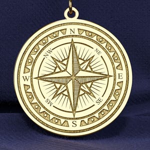 14K Gold Compass Necklace: Sterling Silver Nautical Pendant, Explorer Gift
