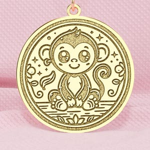 14K Gold Baby Affe Halskette: Sterling Silber Sternzeichen Anhänger