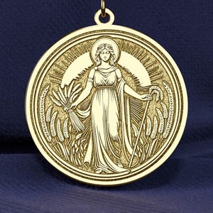 デメテルネックレス：14Kゴールドギリシャ女神ペンダント - 小麦と豊穣