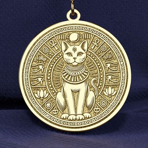 14K Gold Bastet Cat Necklace – 925K Silver Egyptian Goddess Pendant – Ancient Egypt Cat Amulet for Protection & Femininity